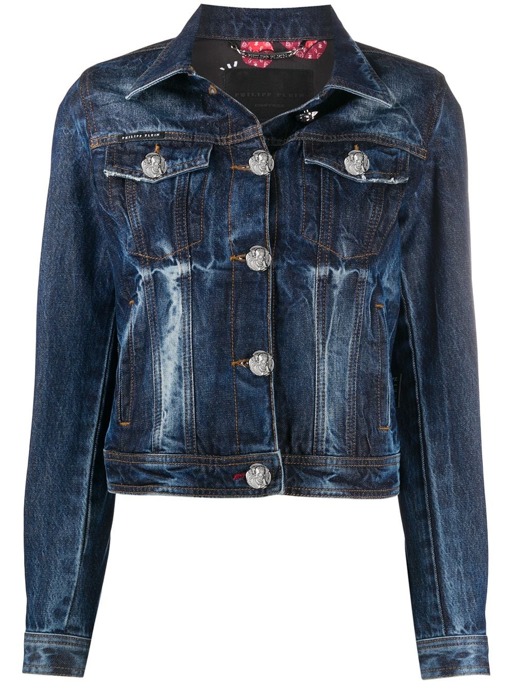 Teddy bear print denim jacket - 1