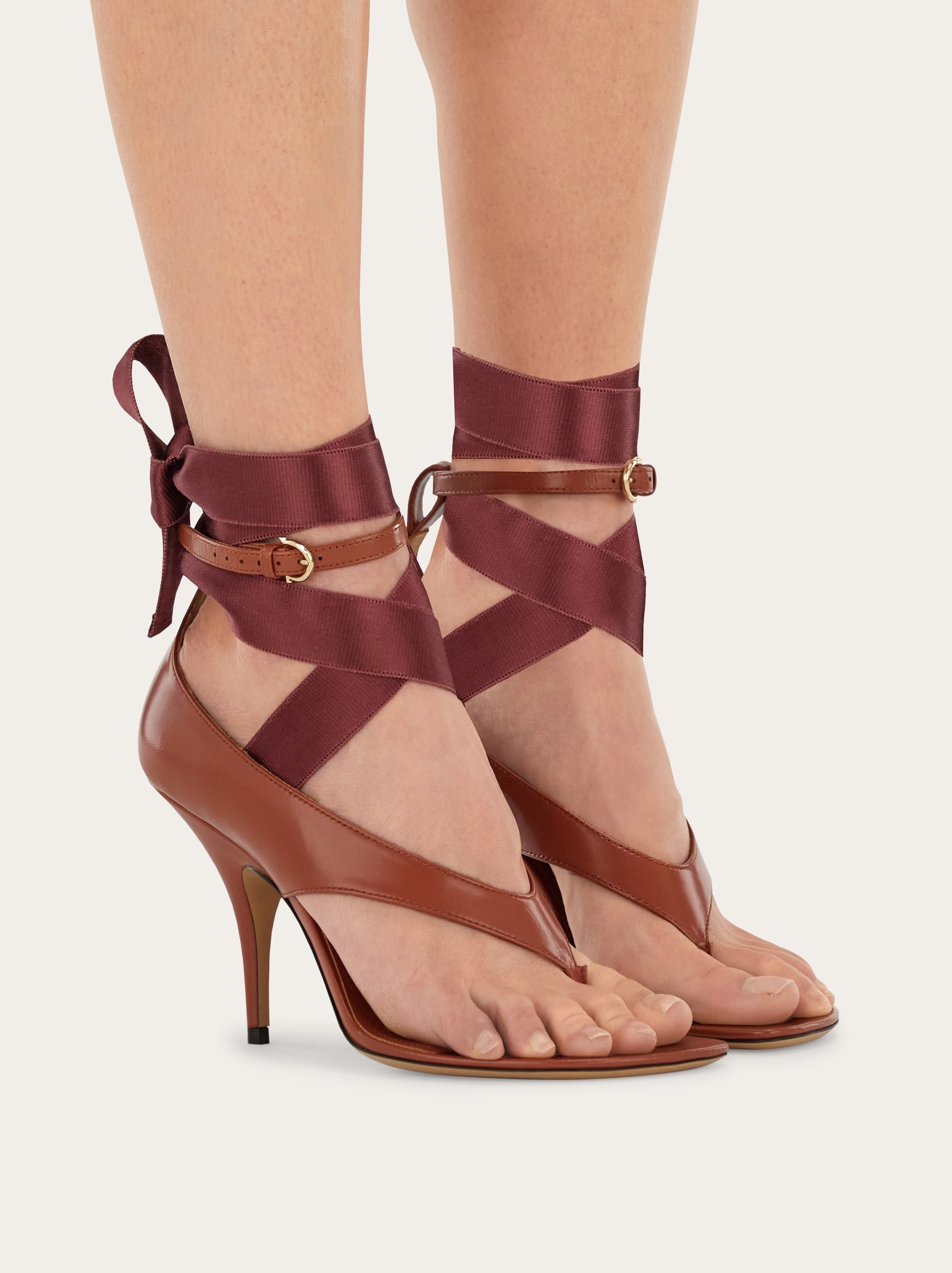 Heeled sandal with ribbon - 5