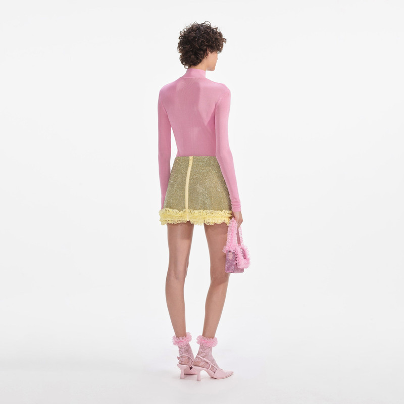 self-portrait Pink Knit Cut Out Bodysuit outlook