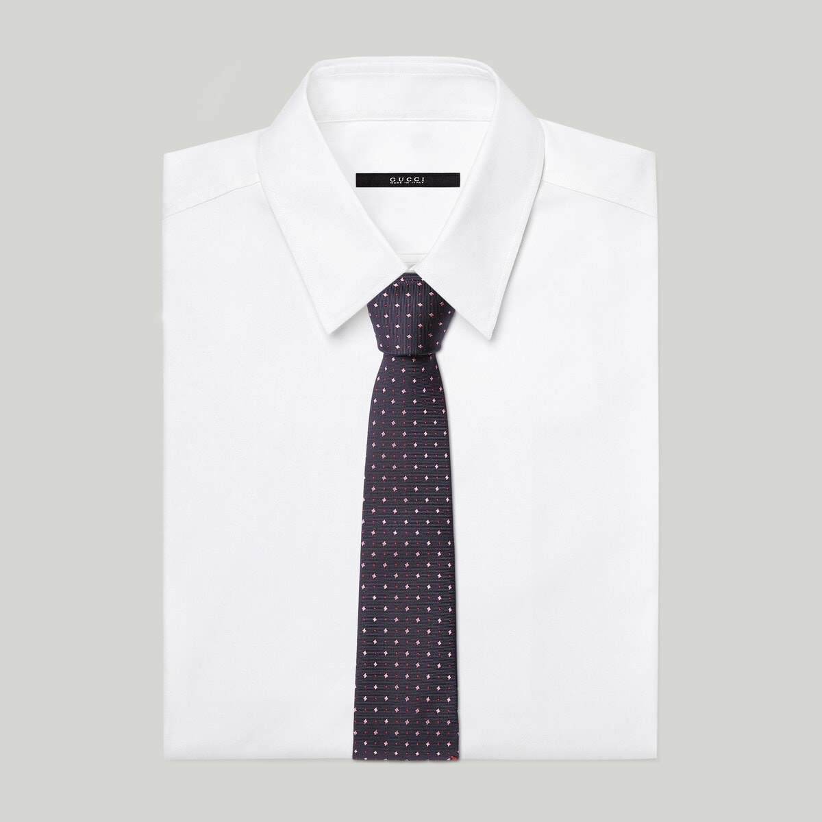 Polka-dot rhombus silk jacquard tie - 2