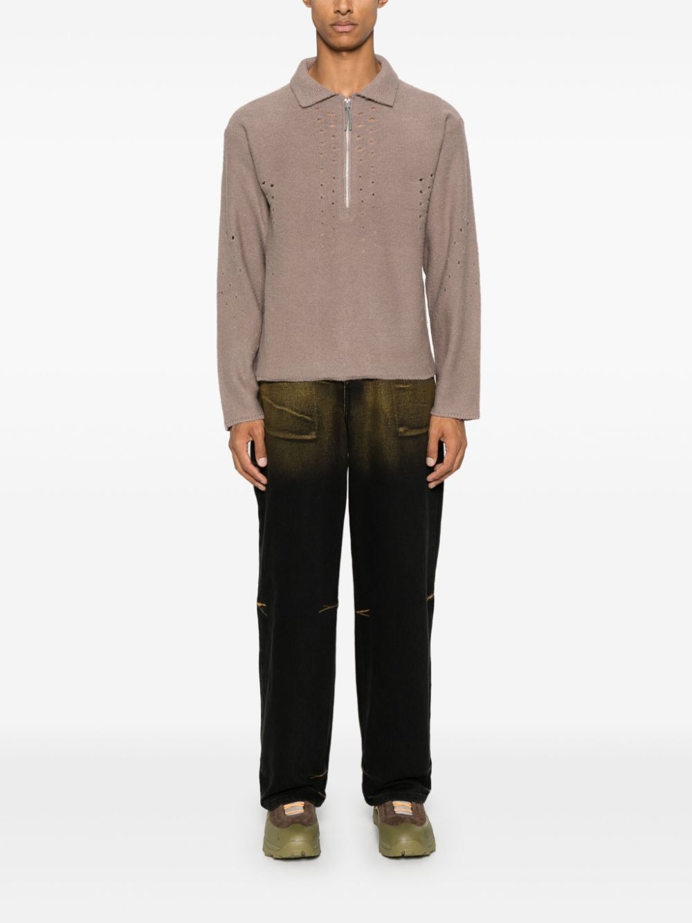 perforated-detail sweater - 2