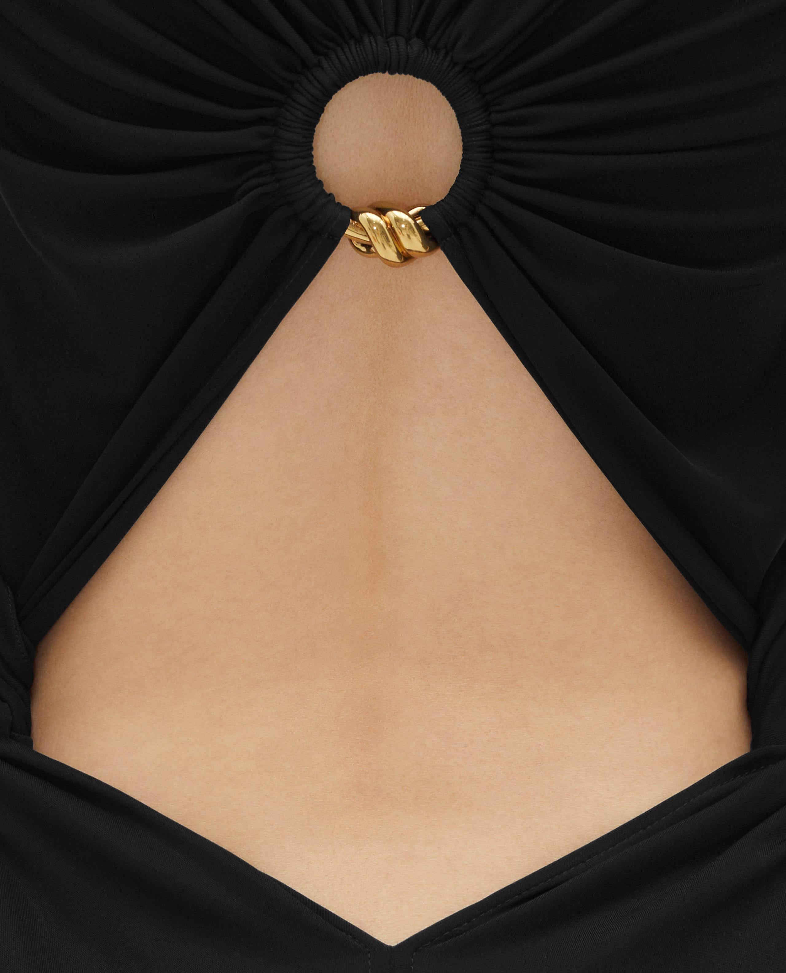 BLACK JERSEY EVENING DRESS CUT OUT BACK - 5