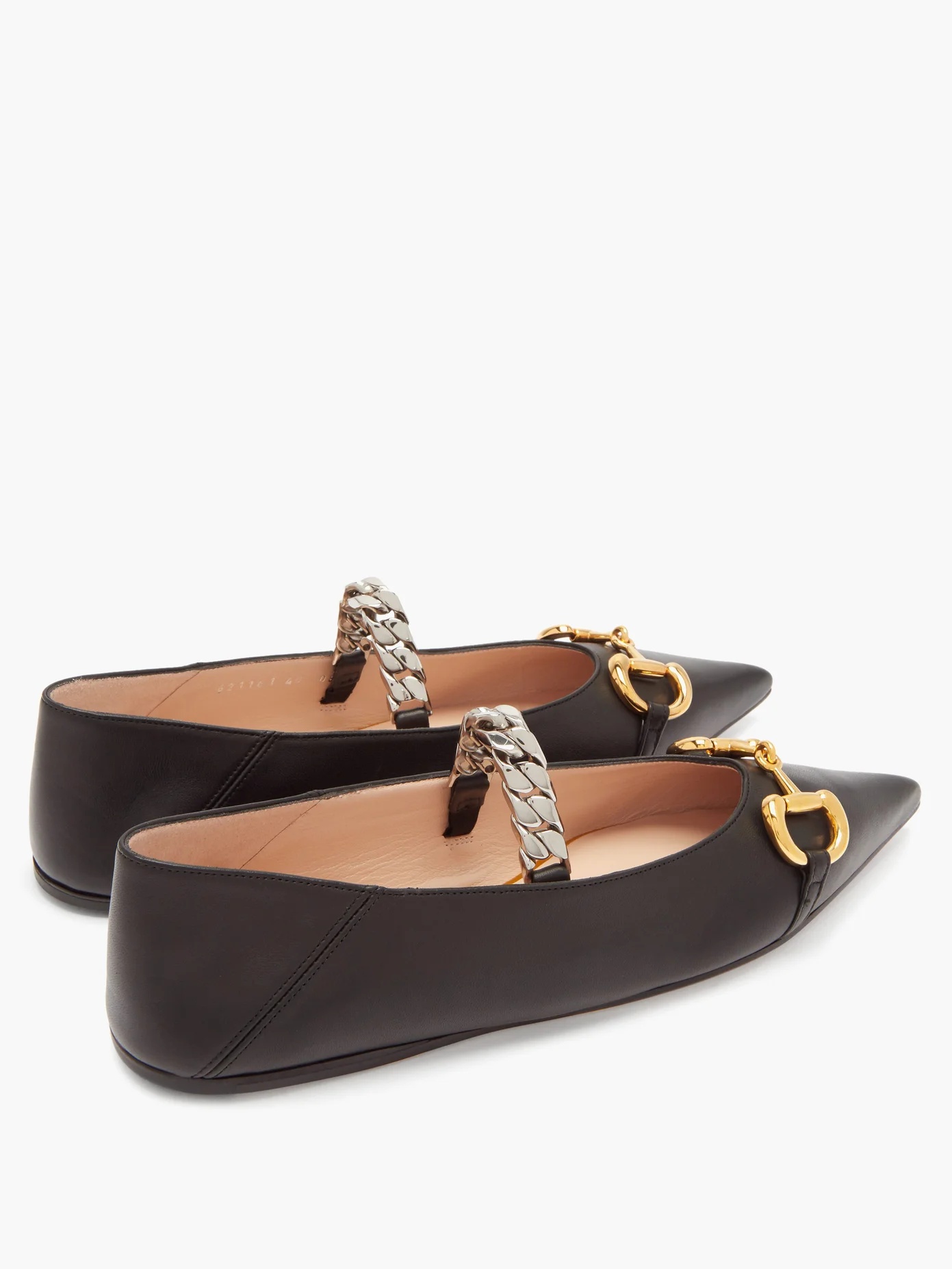 Deva Horsebit and chain-embellished leather flats - 4