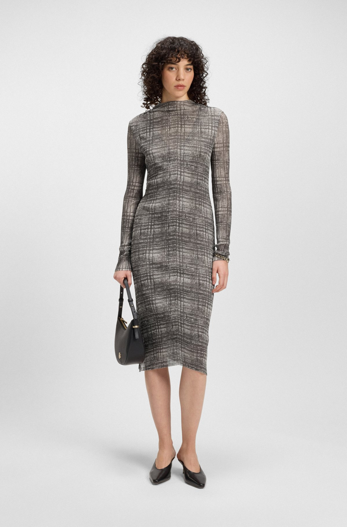 PLISSÉ-TULLE DRESS WITH MODAL LINING - 3