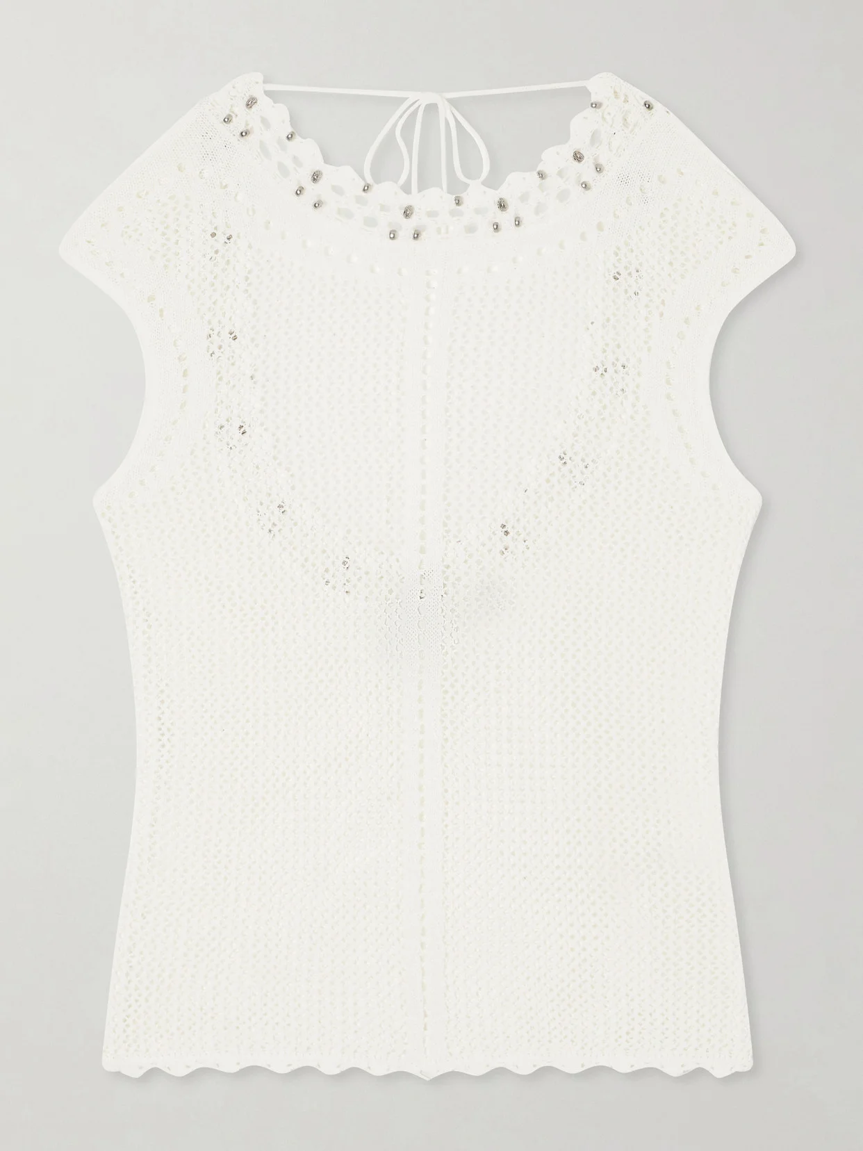 Metorie Embellished Crochet Cotton-blend Tank - 1