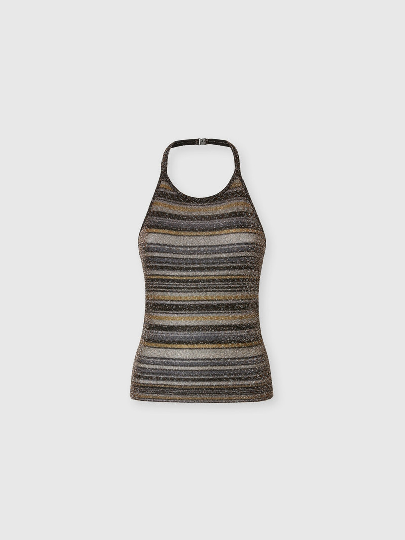 Striped Viscose Lamé Top with Halter Neck 1