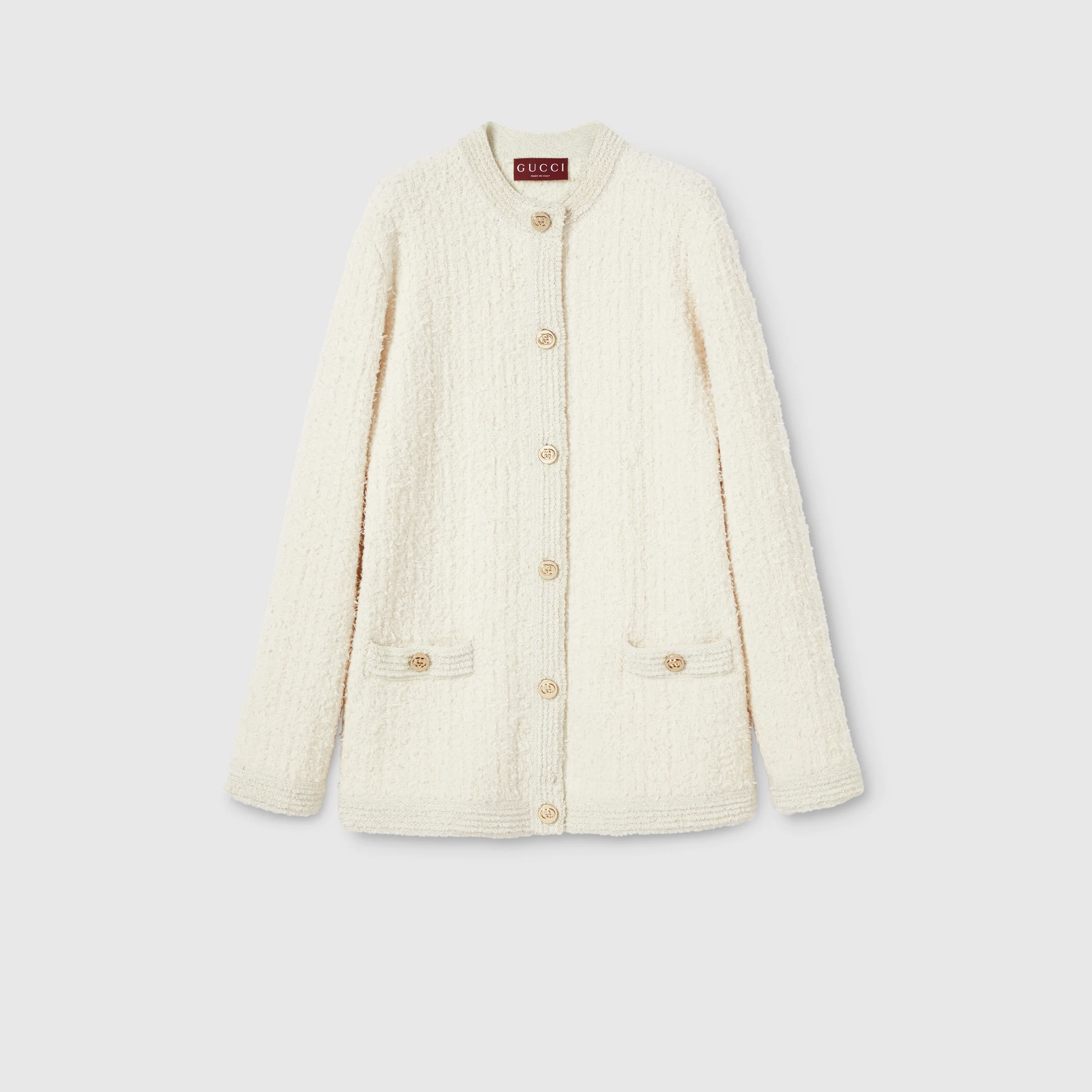 Wool lamé bouclé cardigan - 1