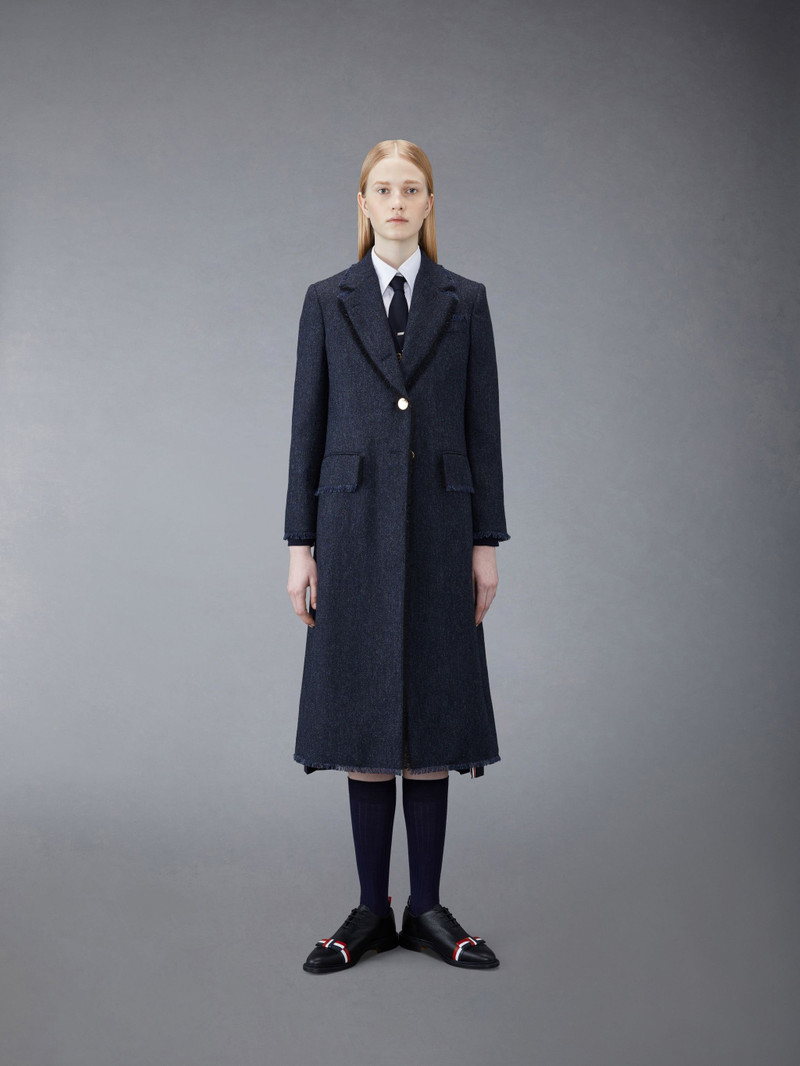tweed single-breasted coat - 1
