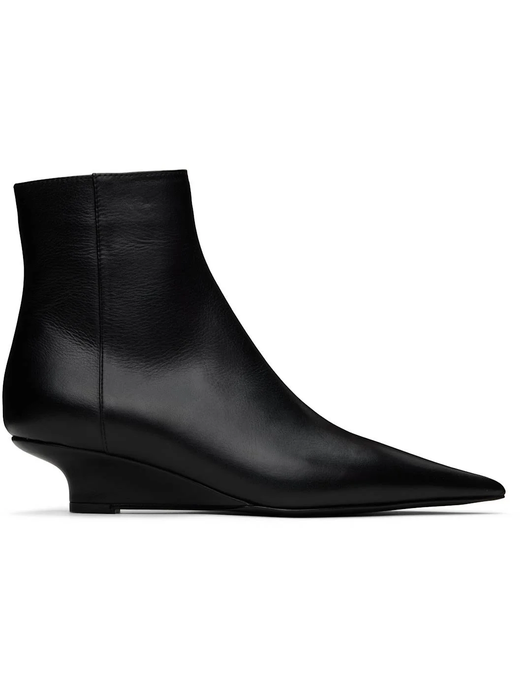 Black Sharp Leather Ankle Boots - 1