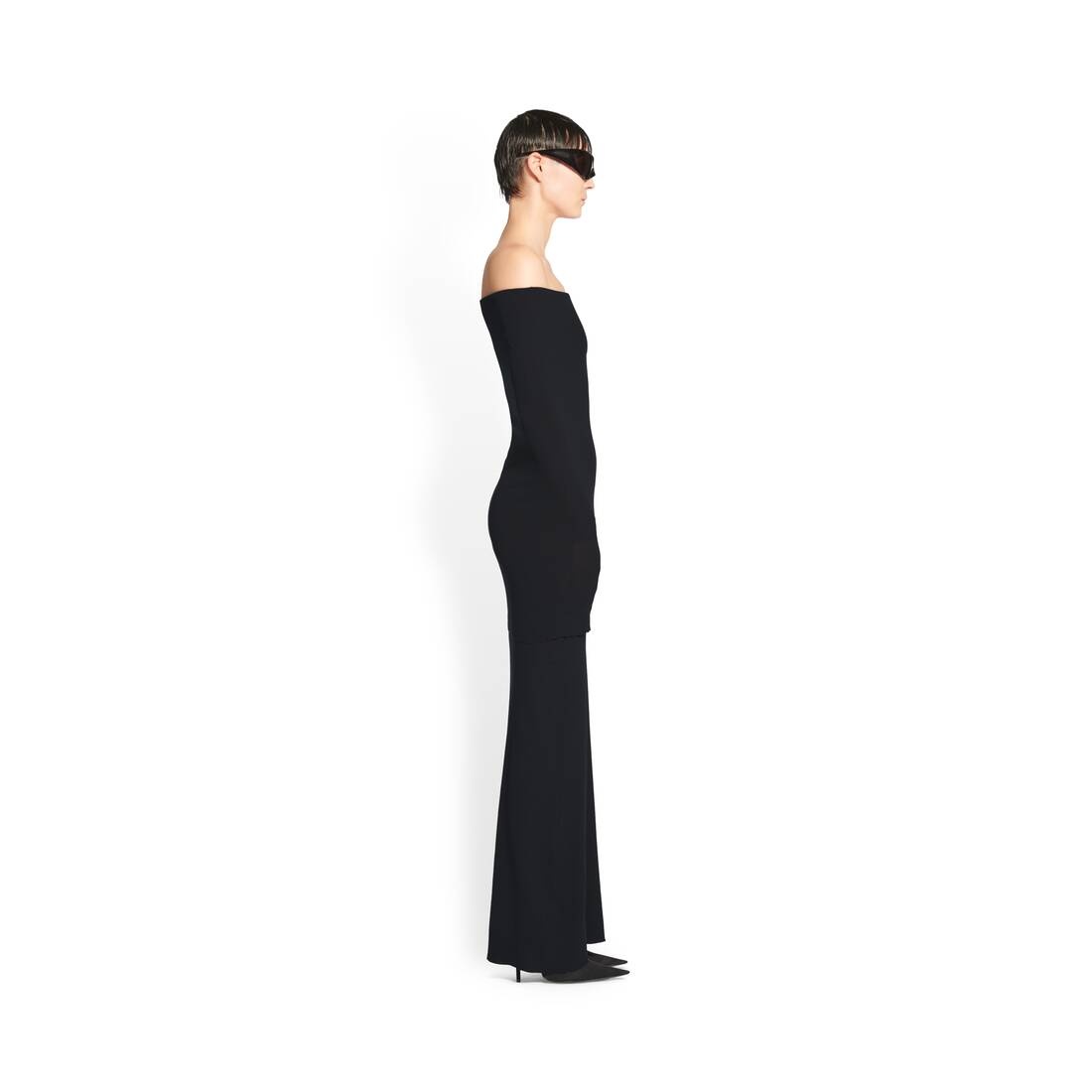 boat collar double layer dress - 3