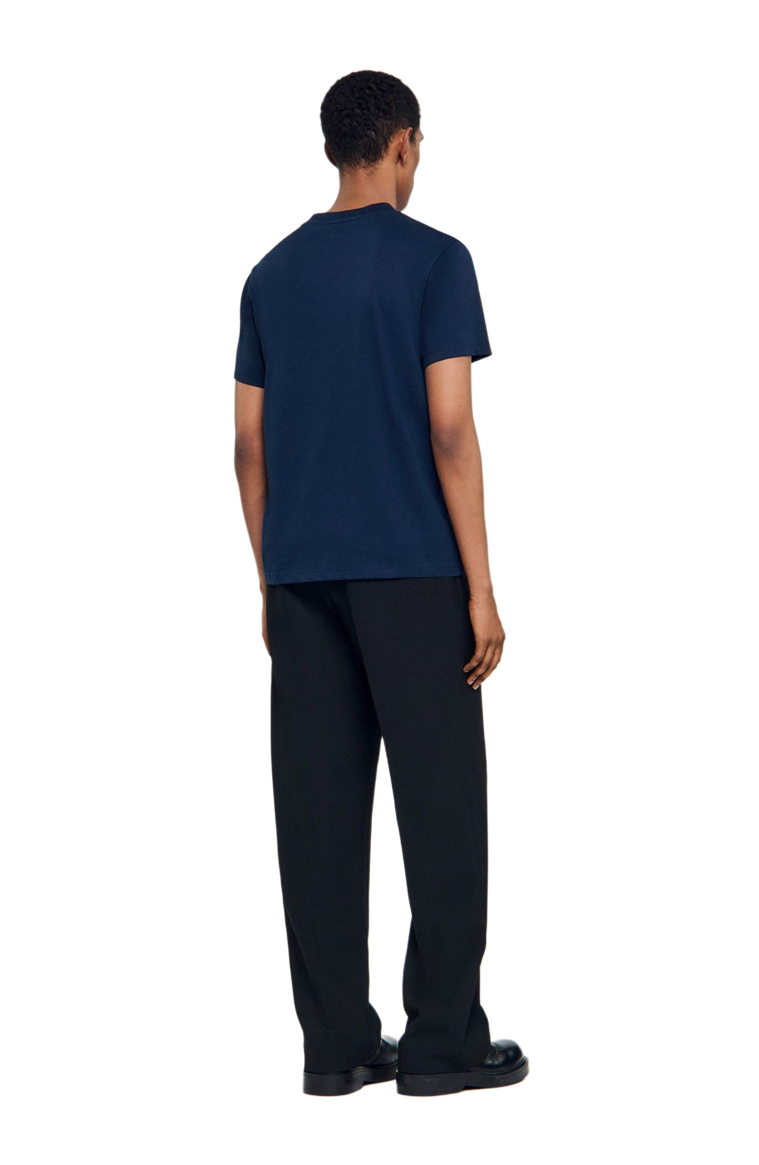 SANDRO Leather logo T-shirt in Navy Blue at Nordstrom - 2