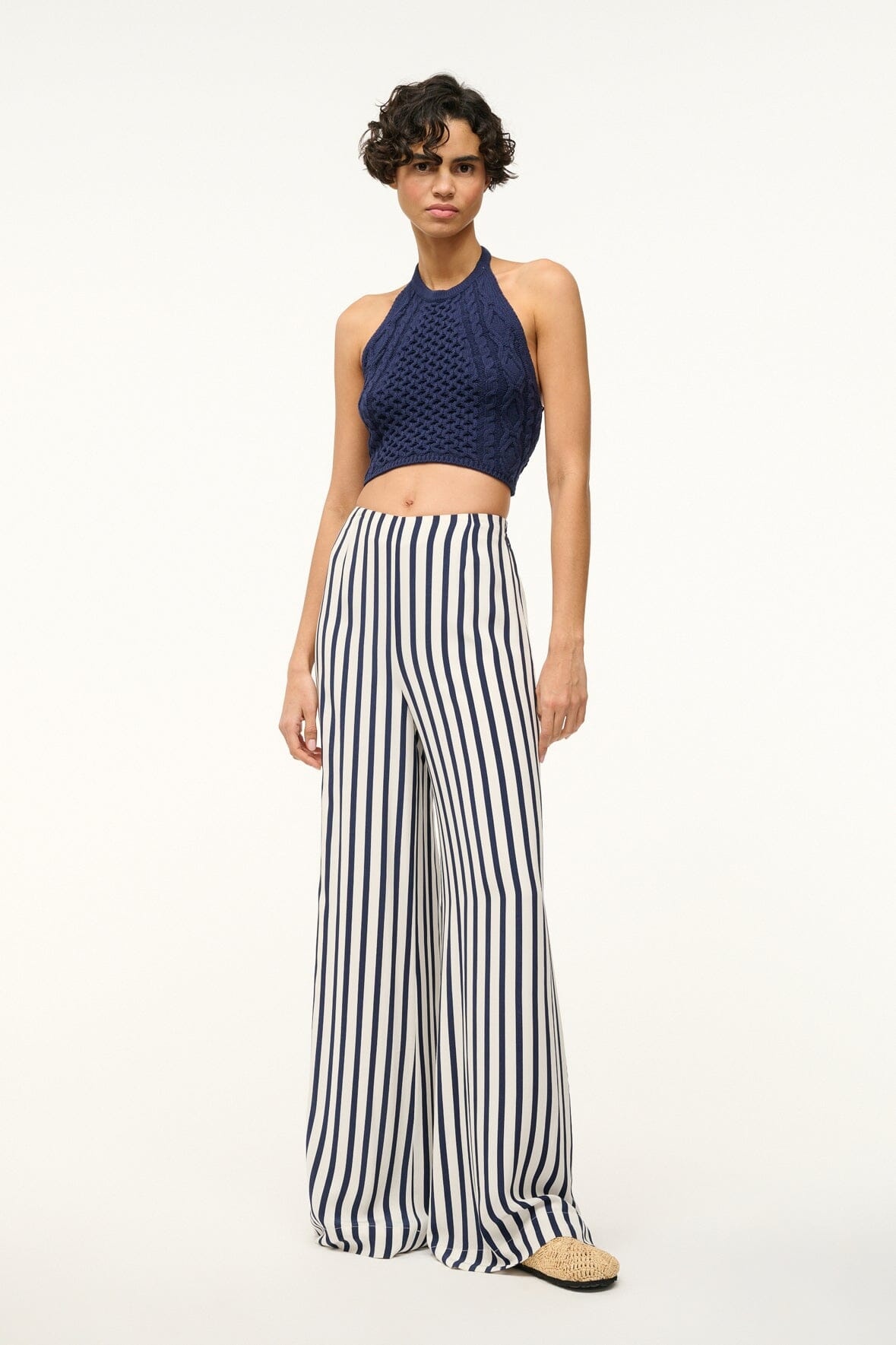 STAUD LUKE PANT WHITE NAVY STRIPE - 2