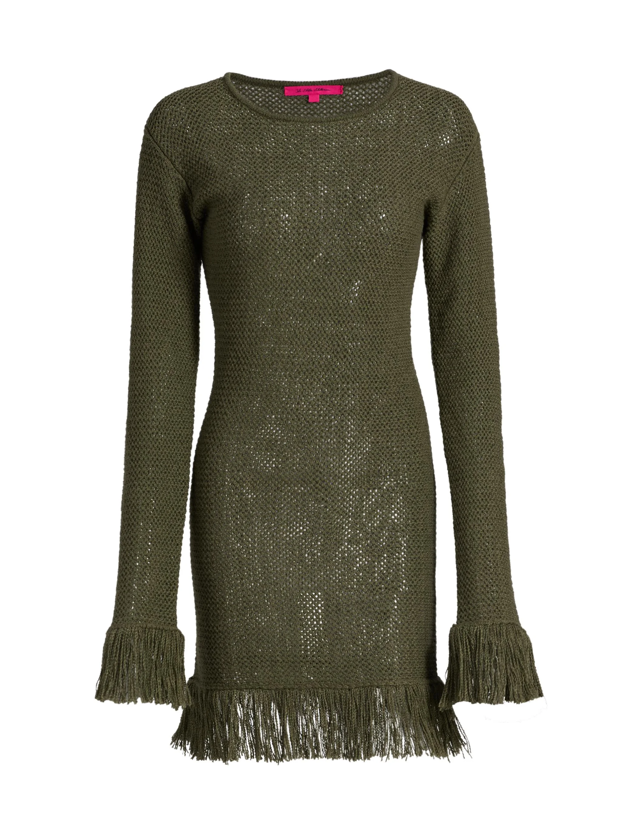 Women's Nora Lite Fringe Knit Minidress - Kelp - 1
