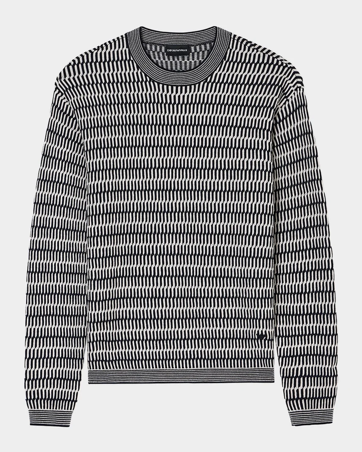 Men's Pile Stitch Jacquard Wool Crewneck Sweater - 1