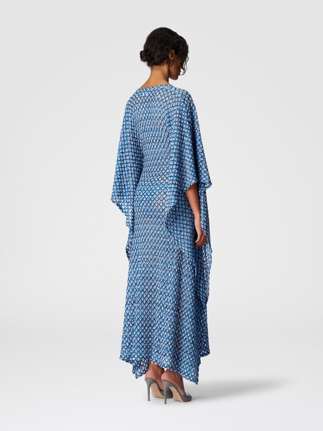 Viscose lamé shell motif kaftan with batwing sleeves - 3
