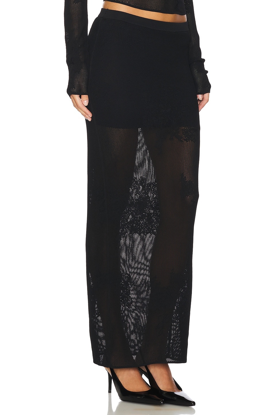 Lace Pointelle Maxi Skirt - 2