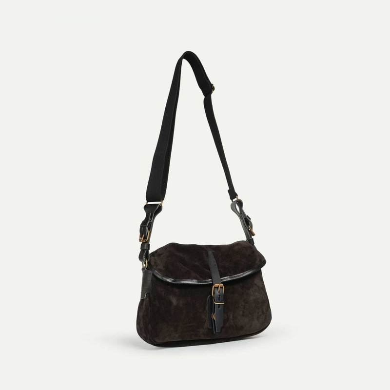 Bleu de Chauffe MUSETTE XS FISHERMAN'S BAG / SUEDE  -  DARK BROWN outlook