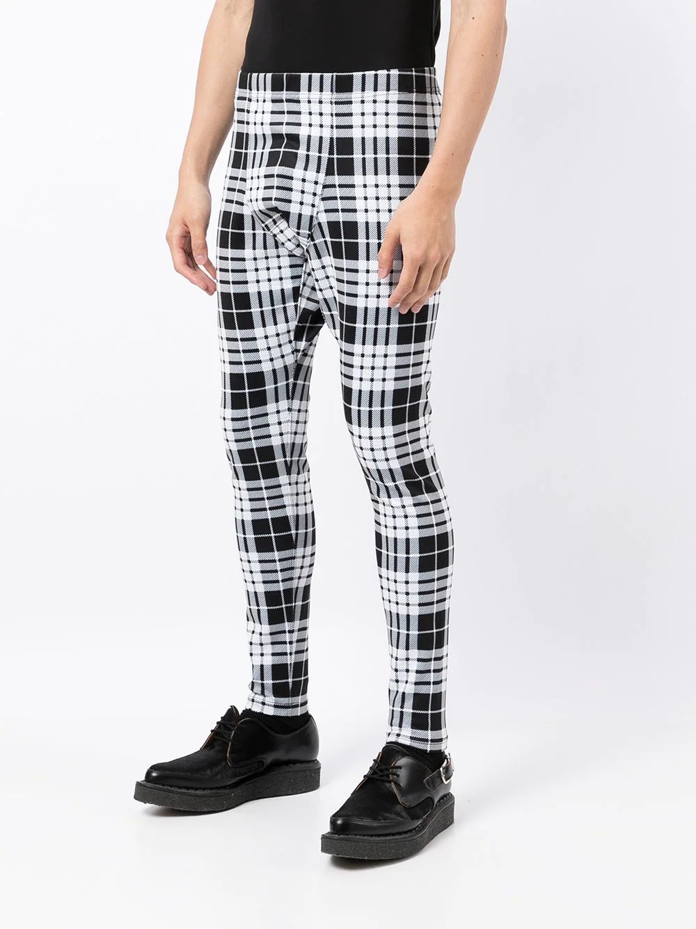 asymmetric check pattern leggings - 3