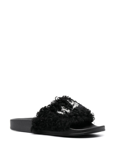 Marni logo-print shearling slides outlook