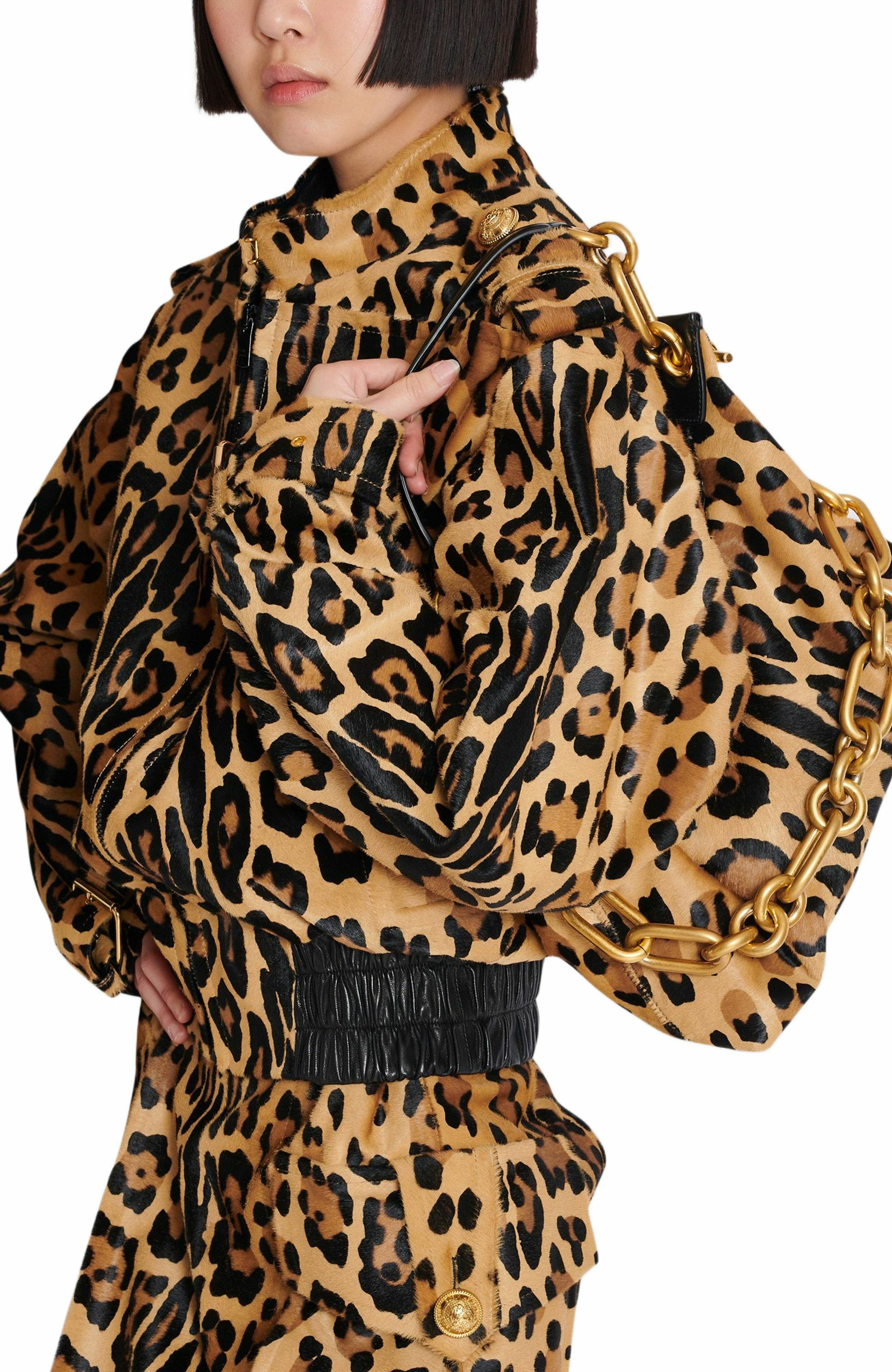 Balmain Sync Medium leopard print leather bag in Brown at Nordstrom - 8