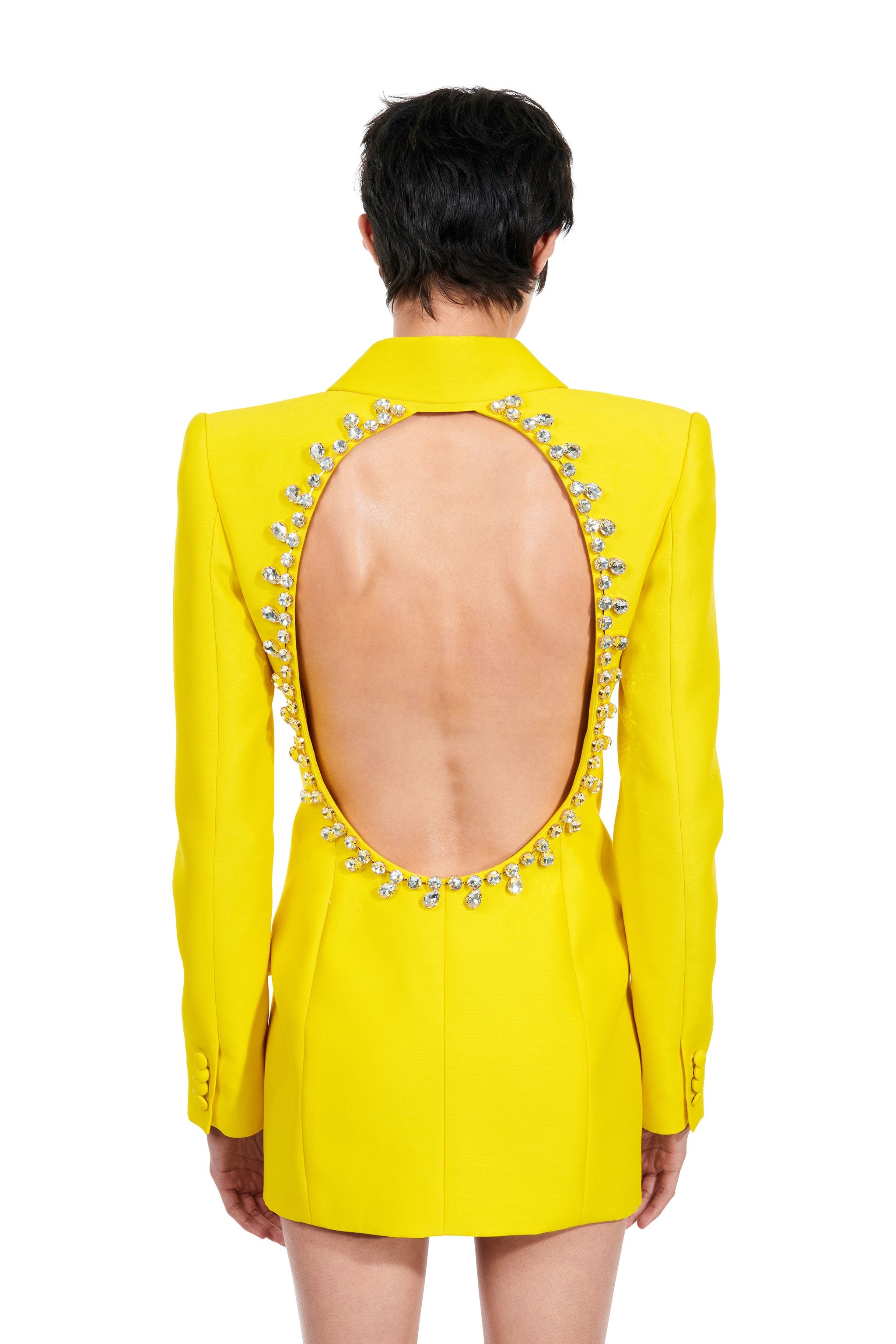 CRYSTAL OPEN BACK BLAZER DRESS - 3