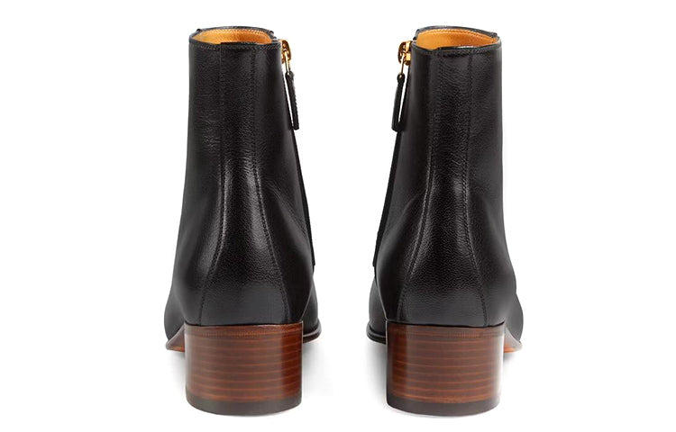 (WMNS) Gucci Leather Boots with Interlocking G chains 'Black' 648697-D3V00-1000 - 5