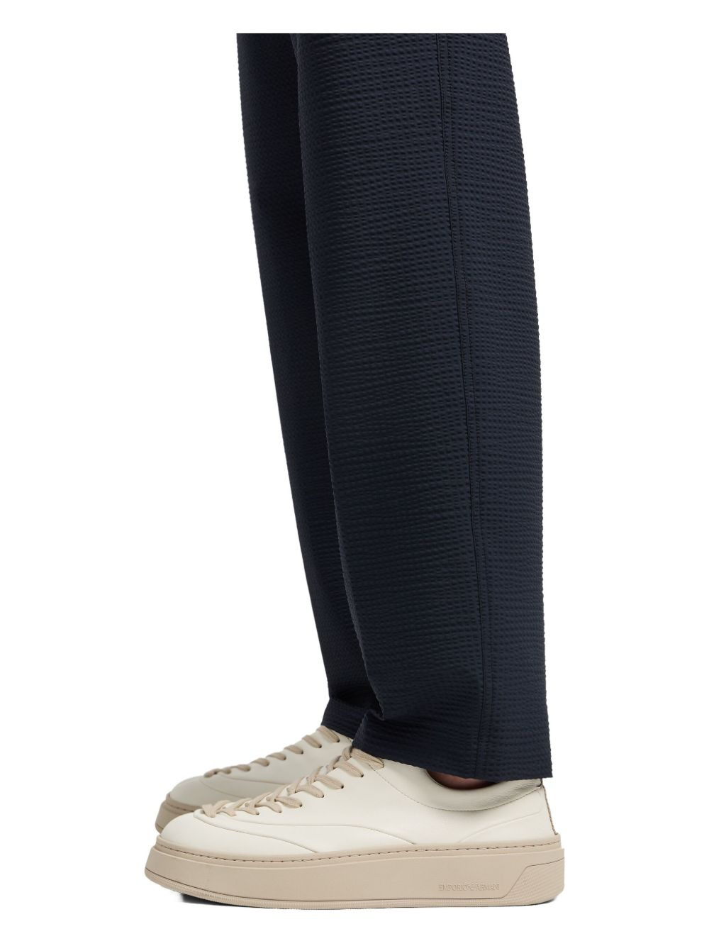 textured flat-front trousers - 5