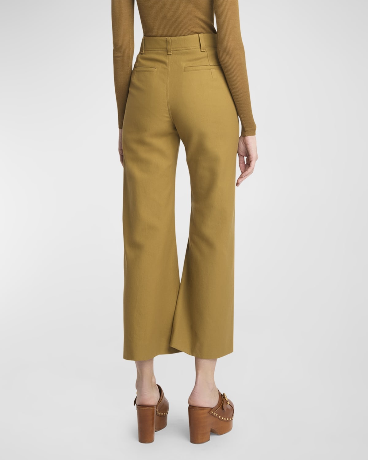 Cotton Drill Cropped Wide-Leg Trousers - 6