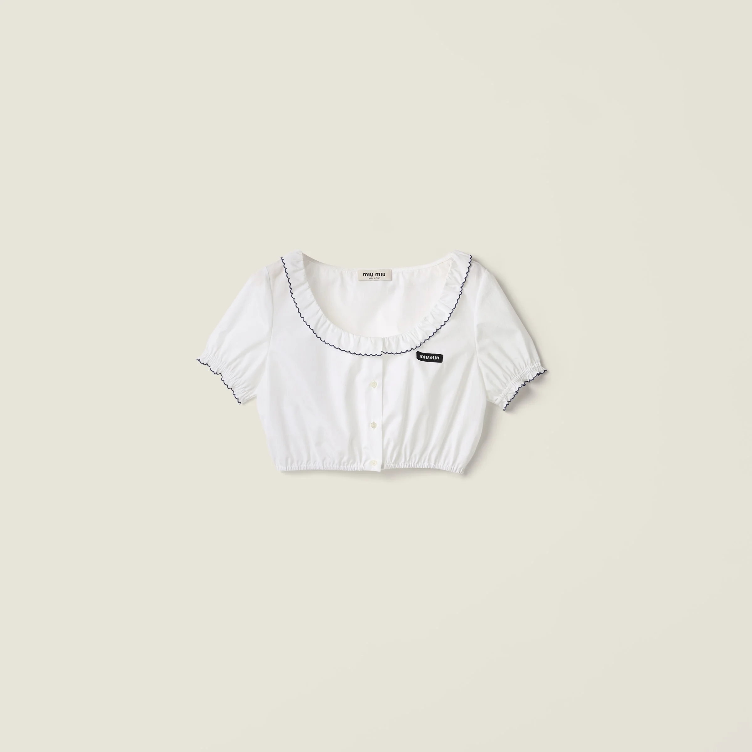Embroidered poplin crop top - 1