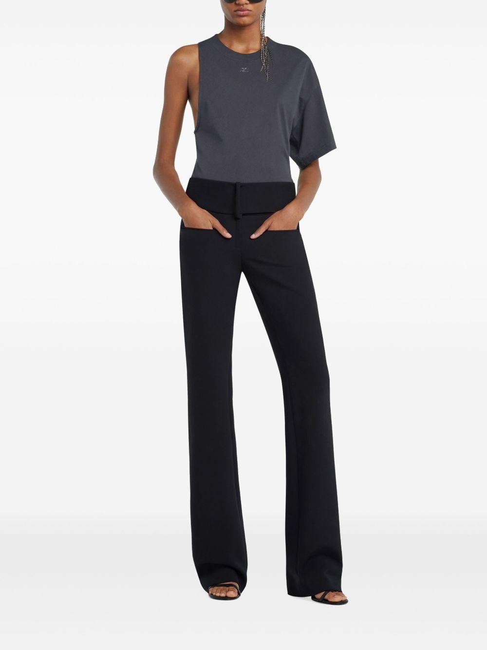 one-sleeve scuba-jersey T-shirt - 2