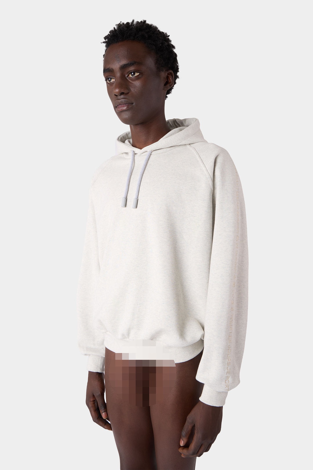 EMBROIDERED EIWS HOODIE / light grey melange - 4