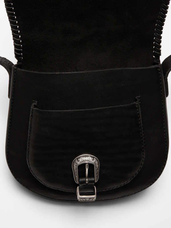 Western Leather Saddle Bag Black - 3