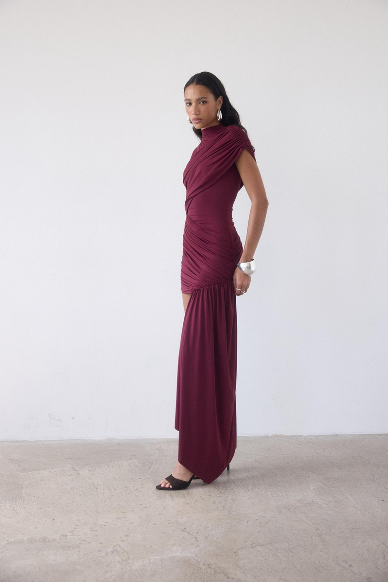 De La Vali RAVENNA MINI DRESS IN EARTH SPANDEX JERSEY outlook