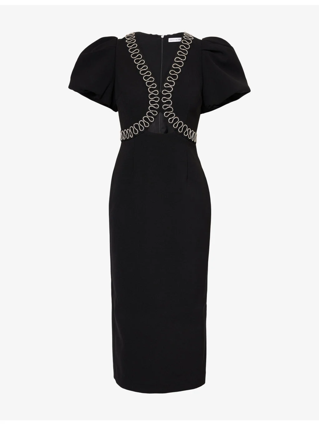 NYX Puff-Sleeve Crepe Midi Dress - 1