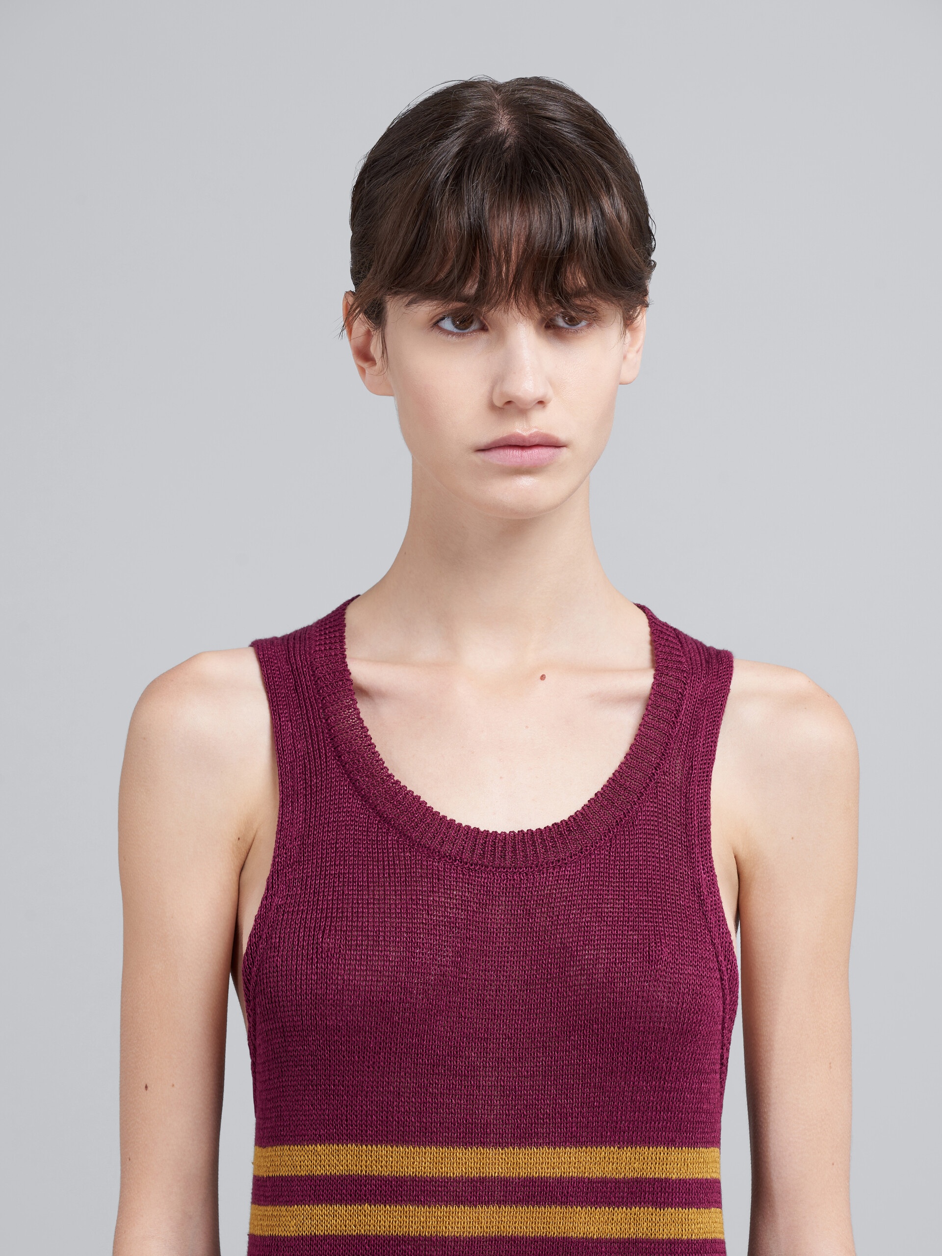 STRIPED LINEN KNIT DRESS - 4