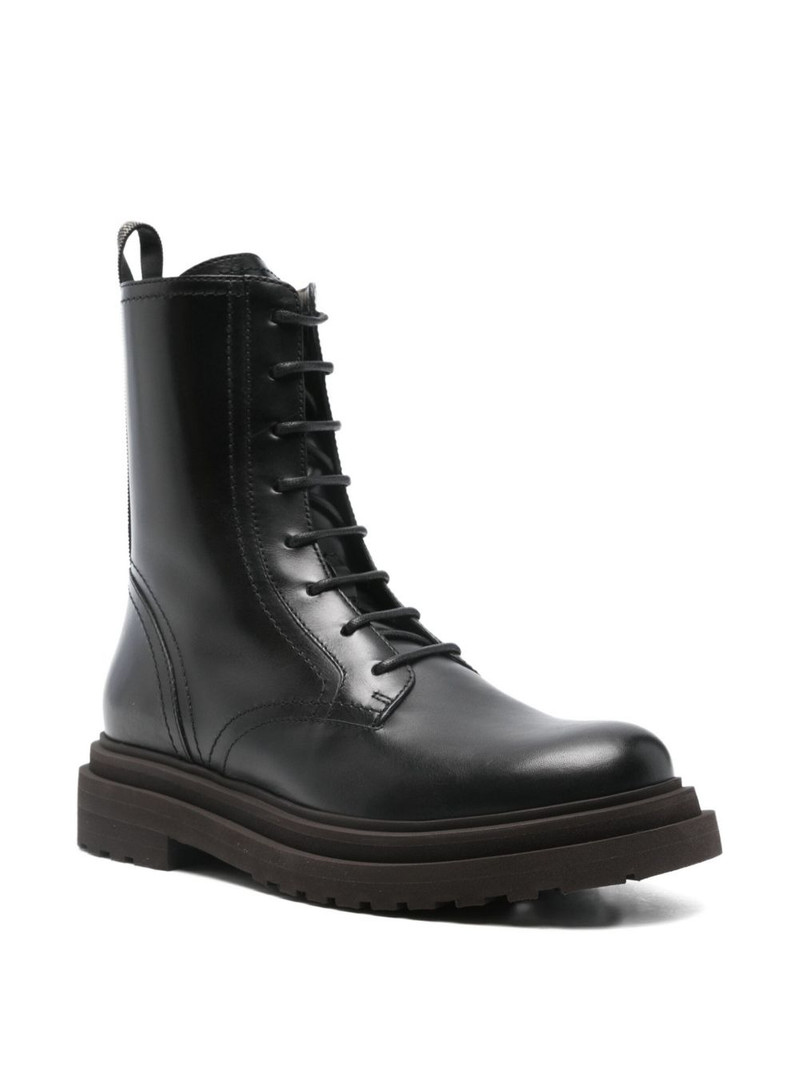 Brunello Cucinelli leather biker boots outlook