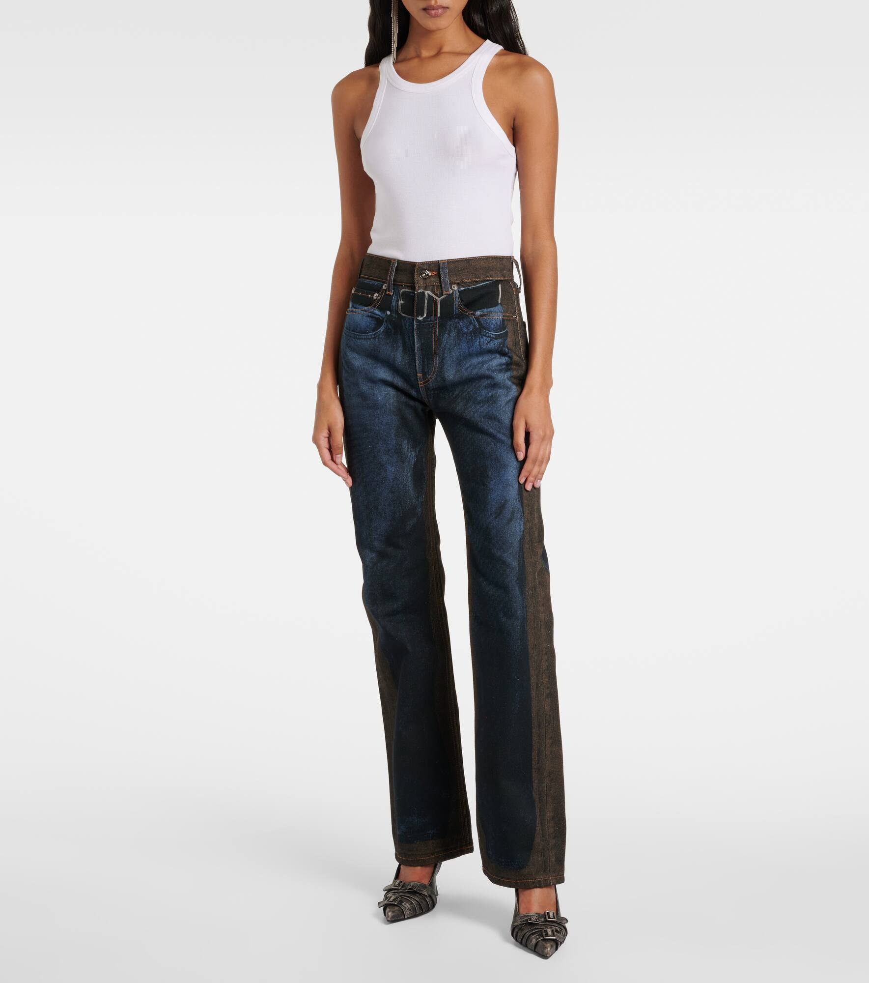 Printed straight jeans - 7