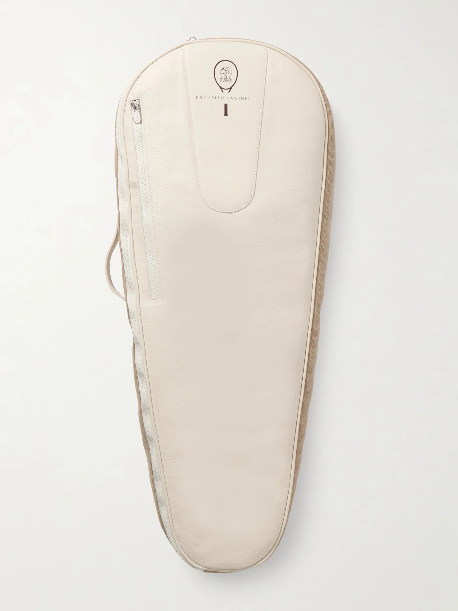 Leather and mesh tennis racket bag Ivory - 1