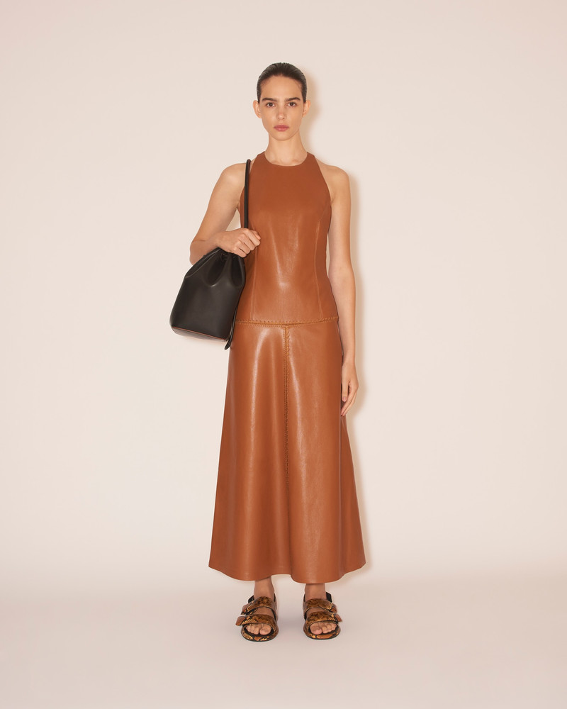 EVIA - OKOBOR™ alt-leather sleeveless dress - Tobacco 3