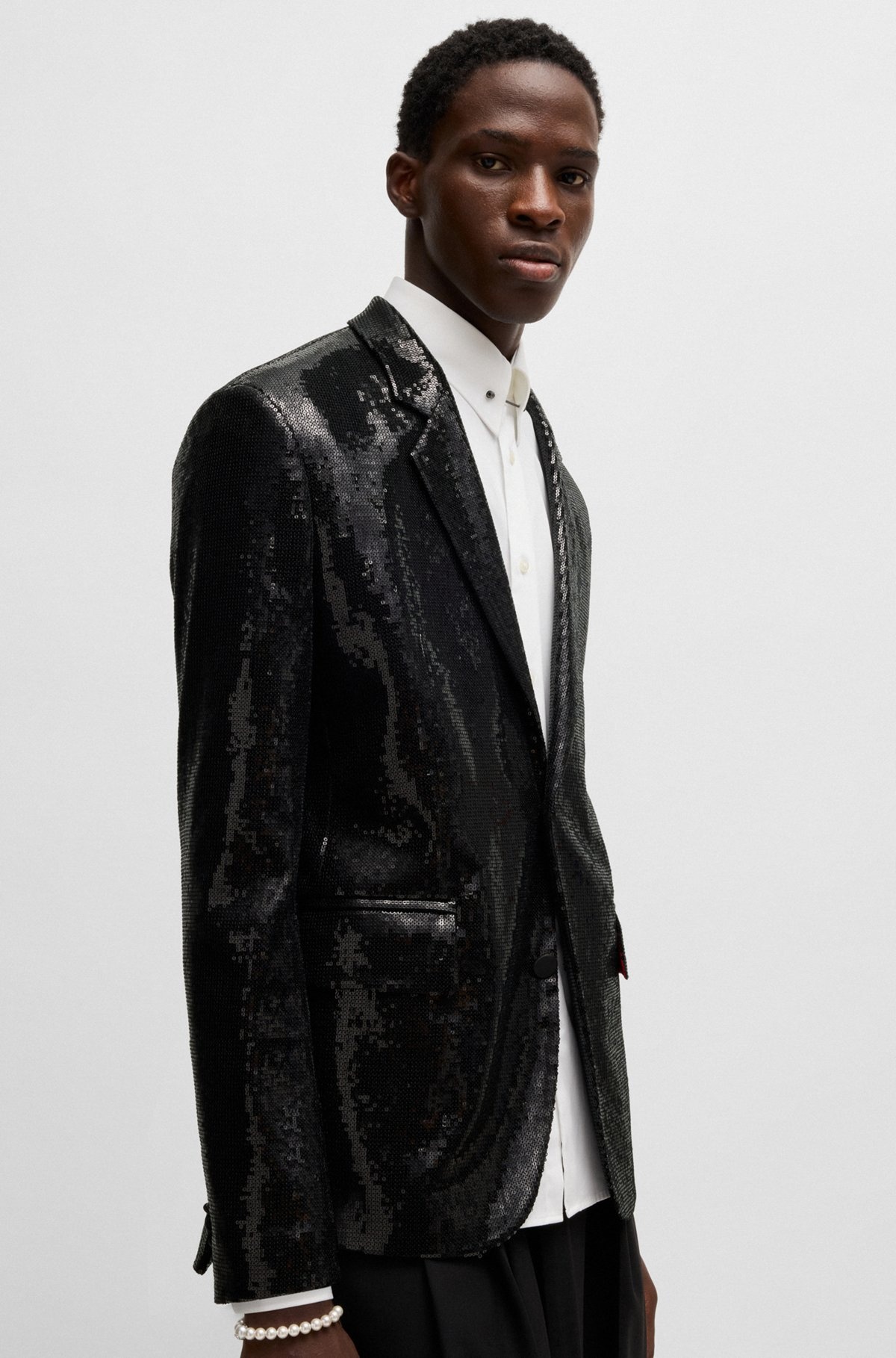 MODERN-FIT JACKET IN SEQUINNED STRETCH FABRIC - 6