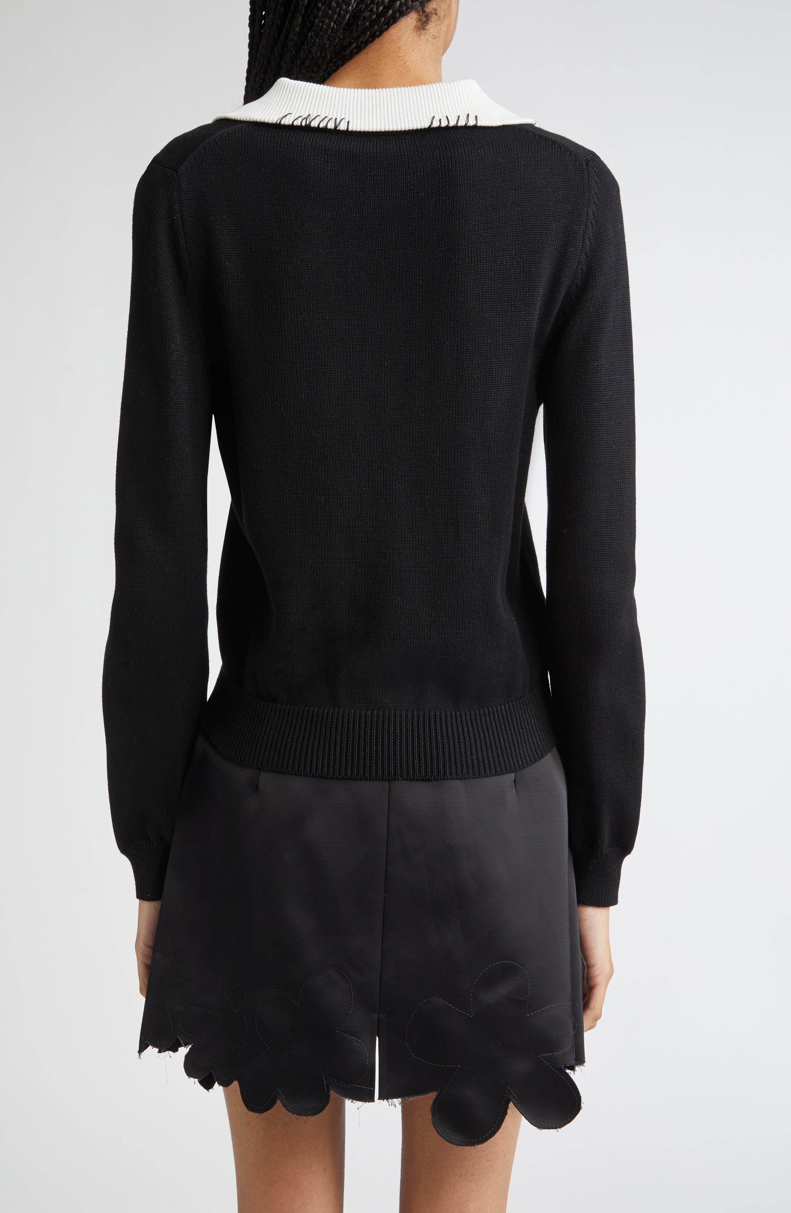 Marni Logo Embroidered Long Sleeve Cardigan in Black at Nordstrom - 3