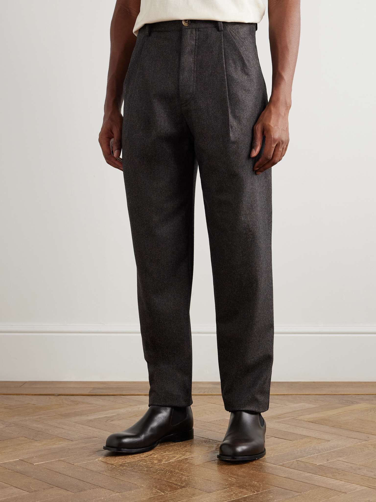 Straight-Leg Pleated Virgin Wool-Flannel Trousers - 3