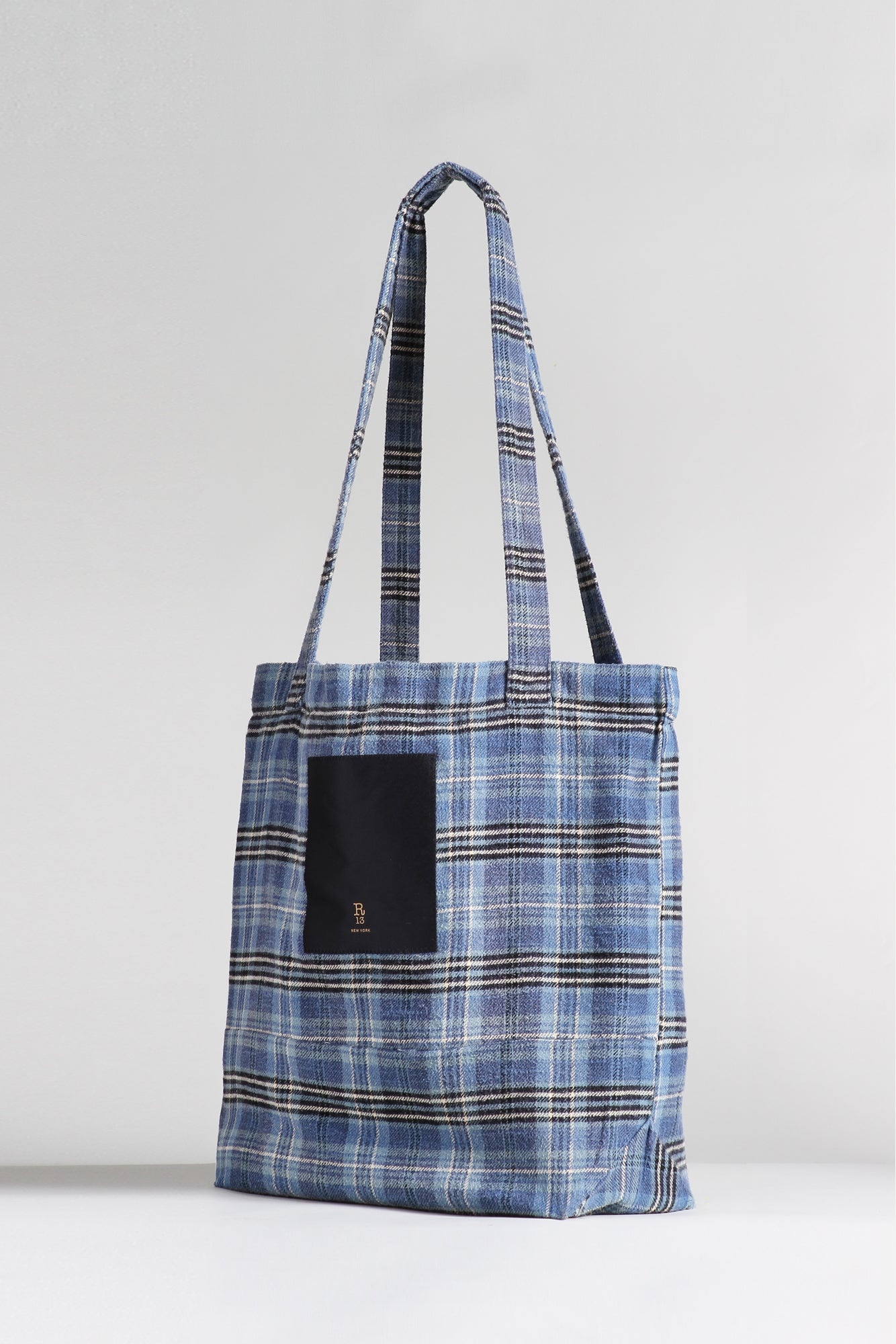 MEDIUM TOTE BAG - BLUE PLAID - 3