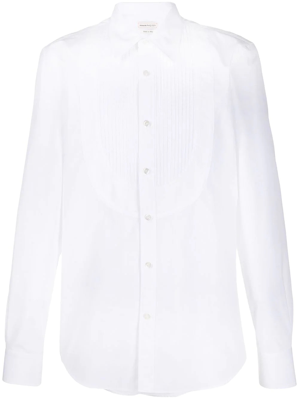 pleated placket dress shirt - 1