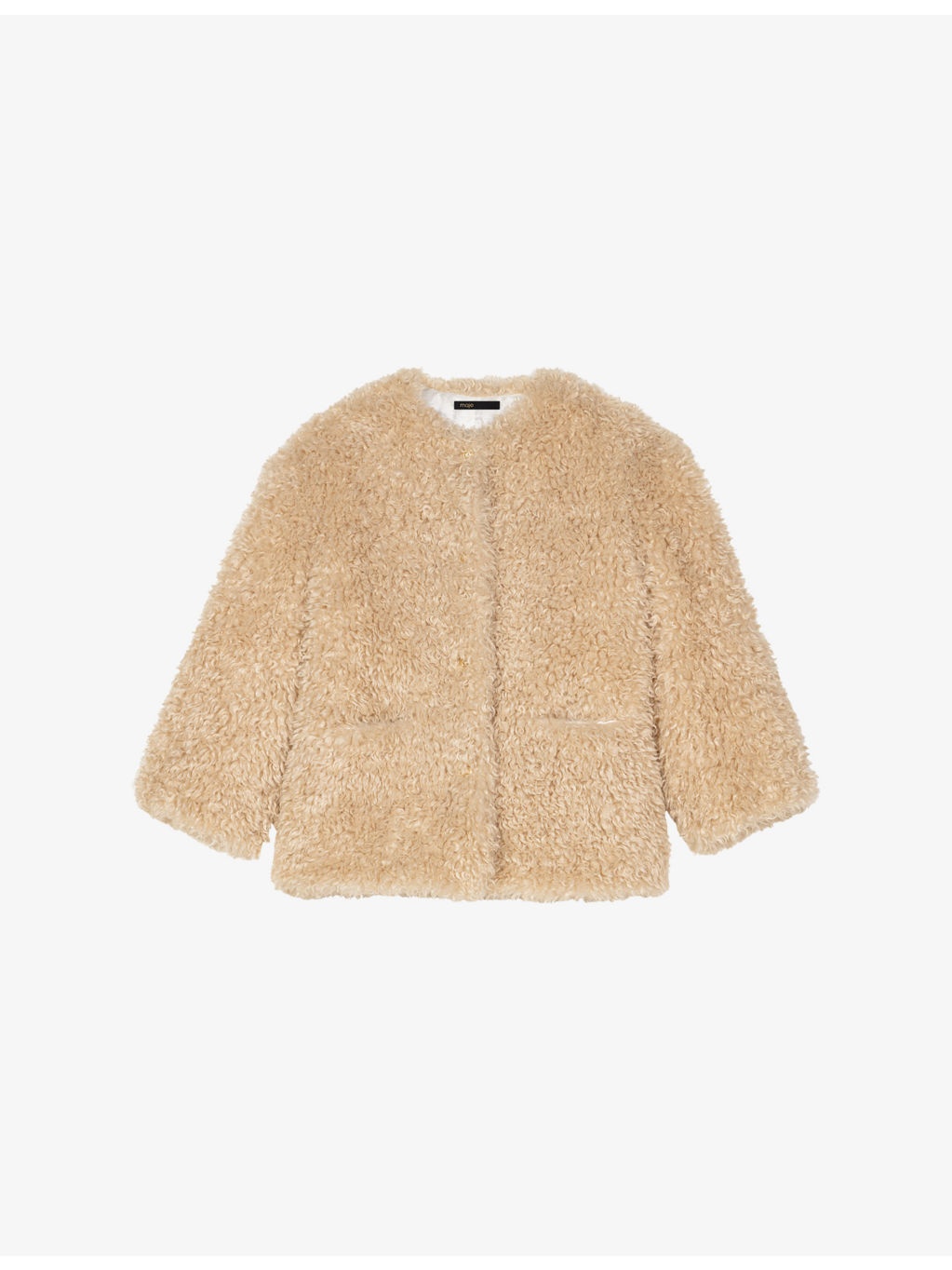 Round-neck relaxed-fit faux-fur coat - 1