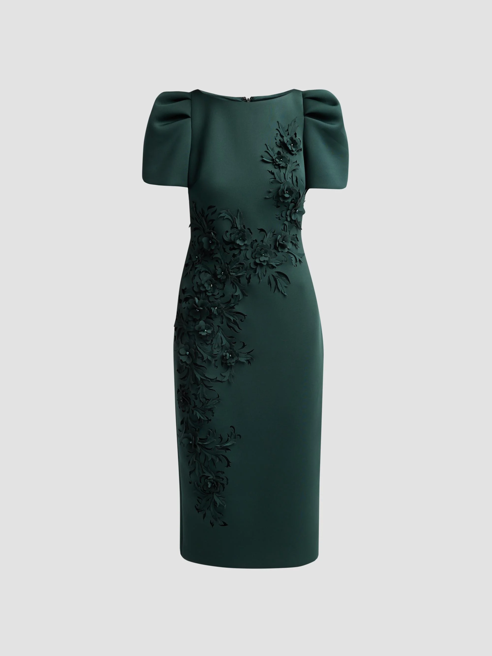 Women's Floral Laser-Cut Embroidery Cocktail Dress - Forest - 1