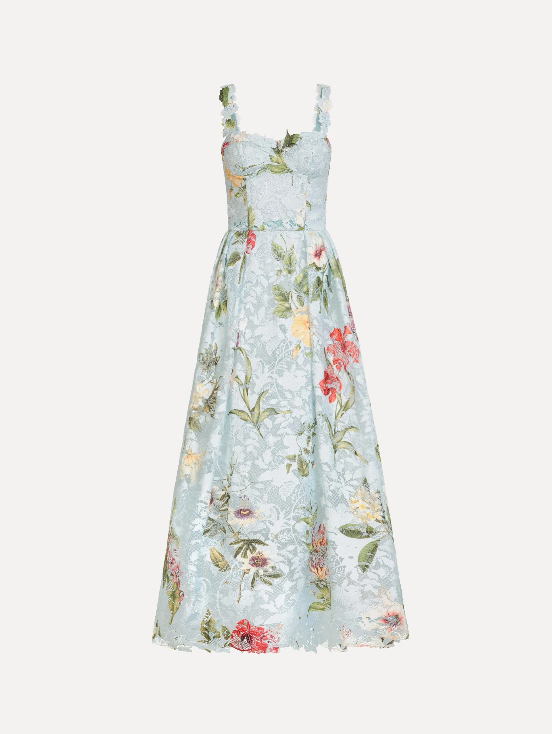 DOMINICAN MIXED-FLORAL GUIPURE COCKTAIL DRESS - 1