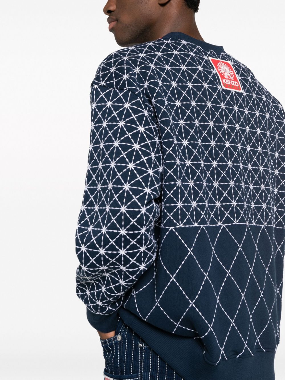 Sashiko Stitch embroidered sweatshirt - 5