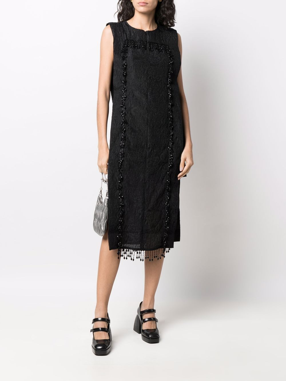 organza-fringe jacquard sleeveless top - 2