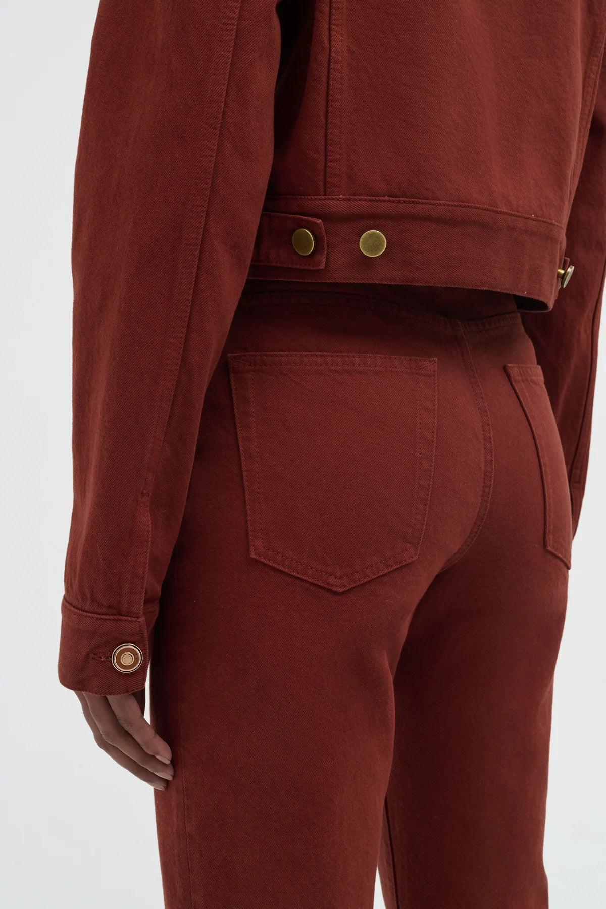 Ezra Bootcut Cropped Jean in Burnt Sienna Recycled Cotton Denim - 6